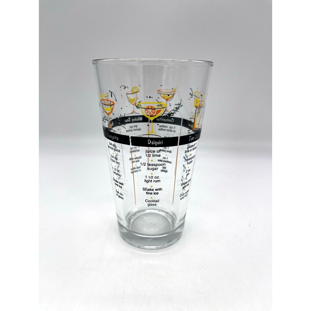 Vintage Libbey Bar Mixing Cocktail Recipes Glass Tumbler Measuring